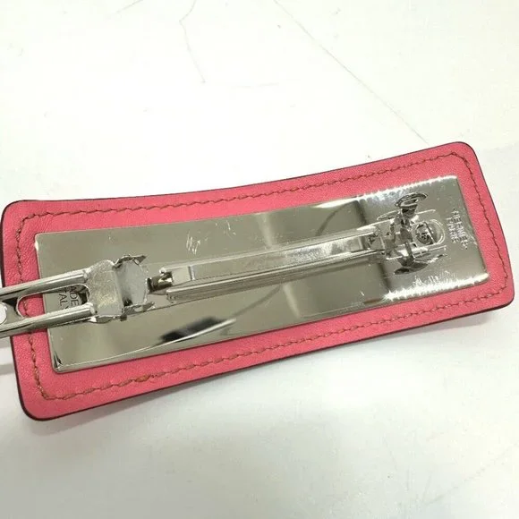 AUTHENTICITY GUARANTEE HERMES Braid Glen hair accessory Leather pink/GreenUnused - Picture 5 of 7